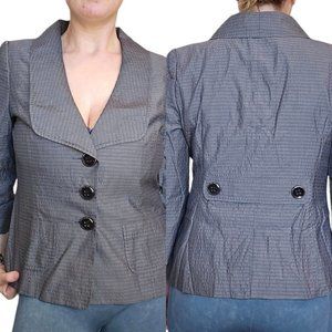 Classiques Entier‎ Medium Gray Textured Stripe Blazer Big Buttons 3/4 Sleeve